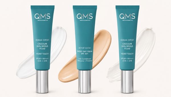 QMS Cellular Sun Shield Fluid és Active Glow Tinted Day Cream SPF 50+