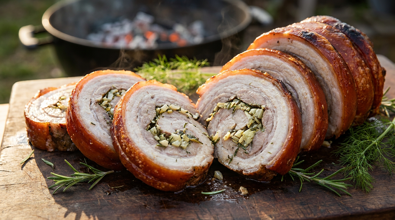 Töltött porchetta - a roppanós bőrű olasz sertéstekercs, ami elviszi a show-t