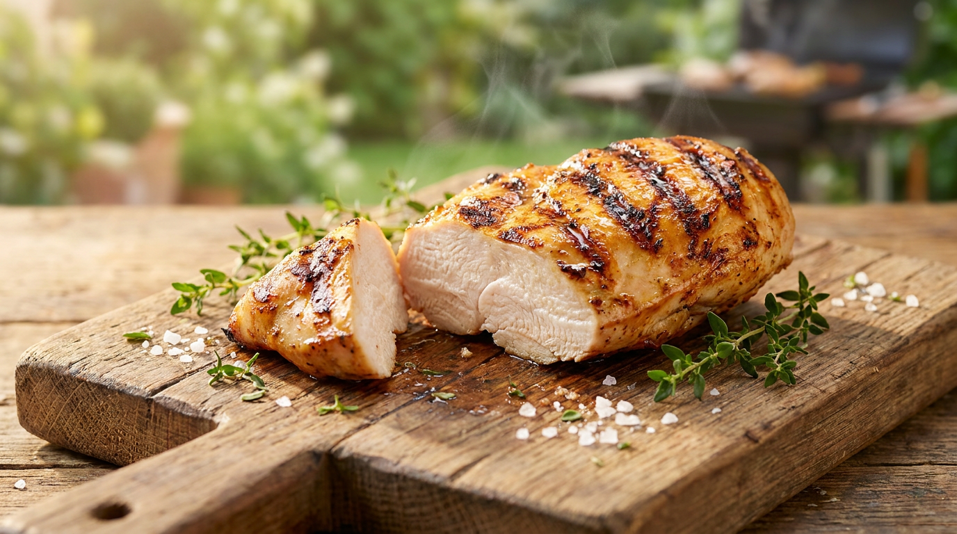 Sólével fecskendezett, szaftos grillcsirkemell