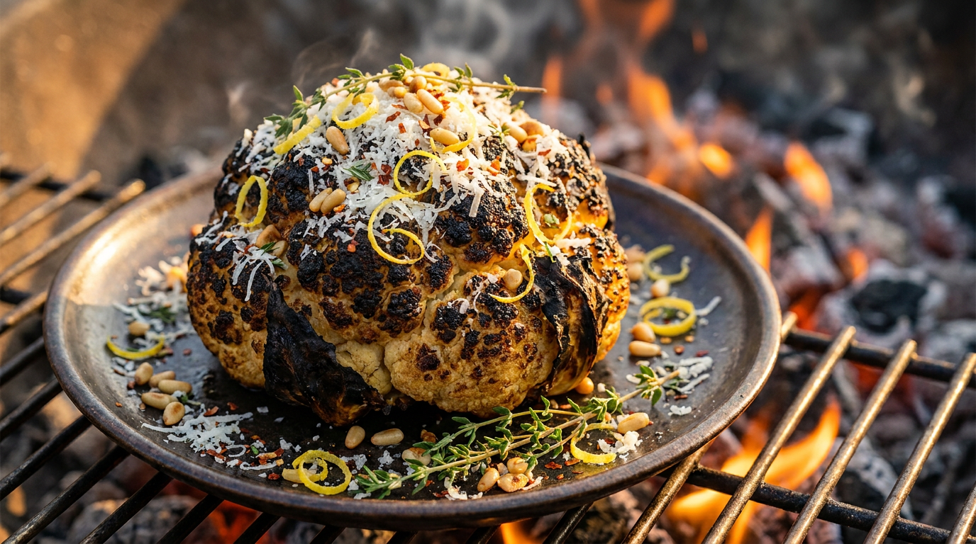 Sült karfiol pecorinóval - a grill legszebb vegetáriánus fogása