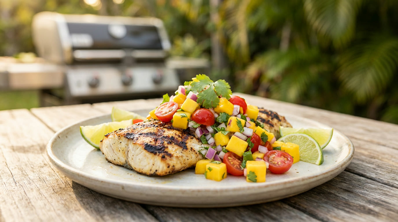 Grillezett mahi-mahi mangó salsával - a nyár trópusi, könnyű halfogása