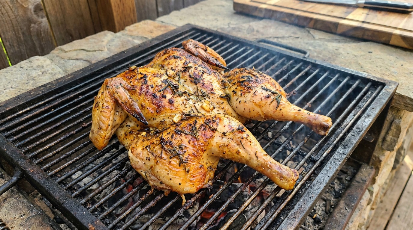 Spatchcock fűszervajas grillcsirke egészben - a leggyorsabb egész csirke a grillen