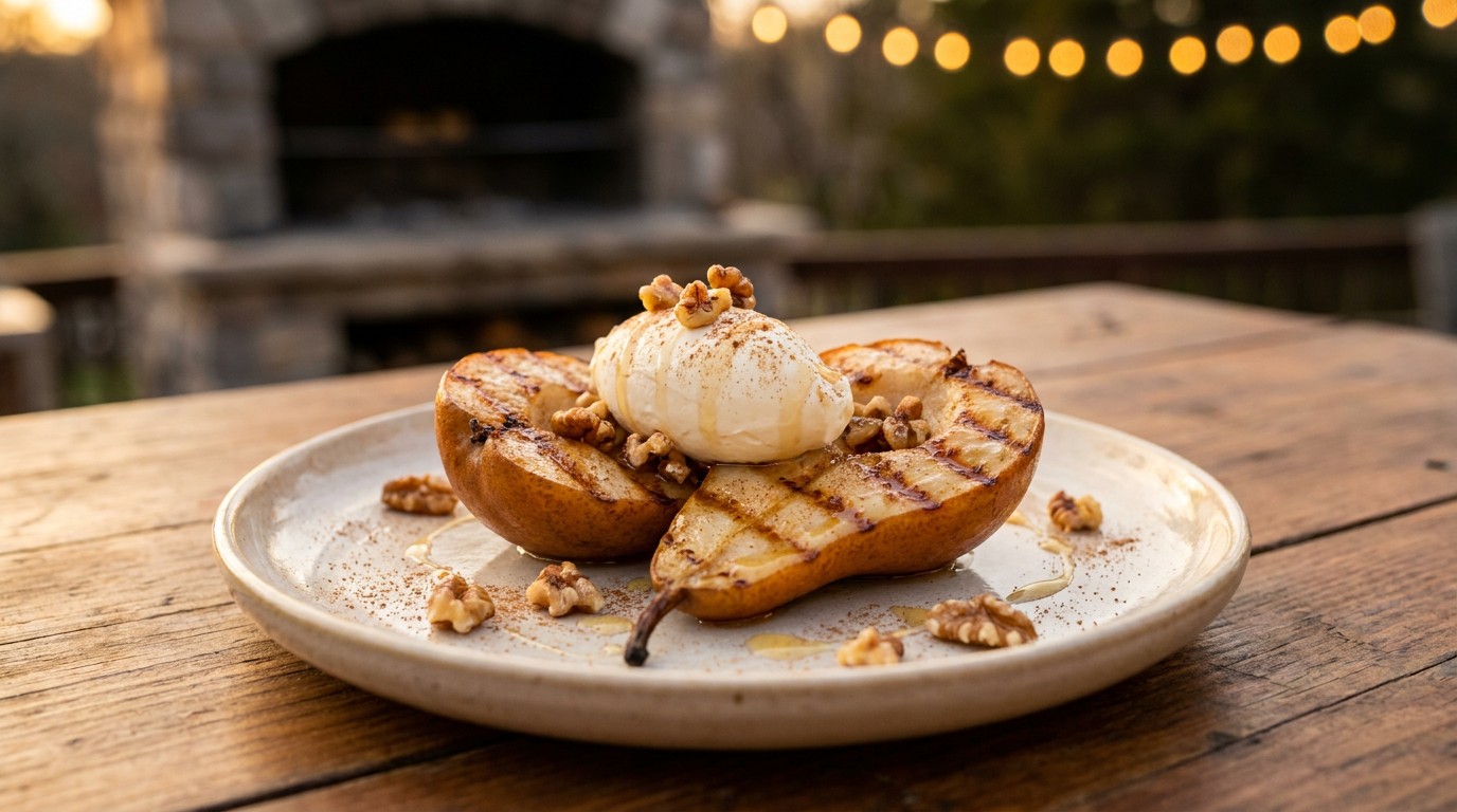 Grillezett fahéjas körte mézes mascarpone krémmel - a nyárvég legegyszerűbb grill-desszertje
