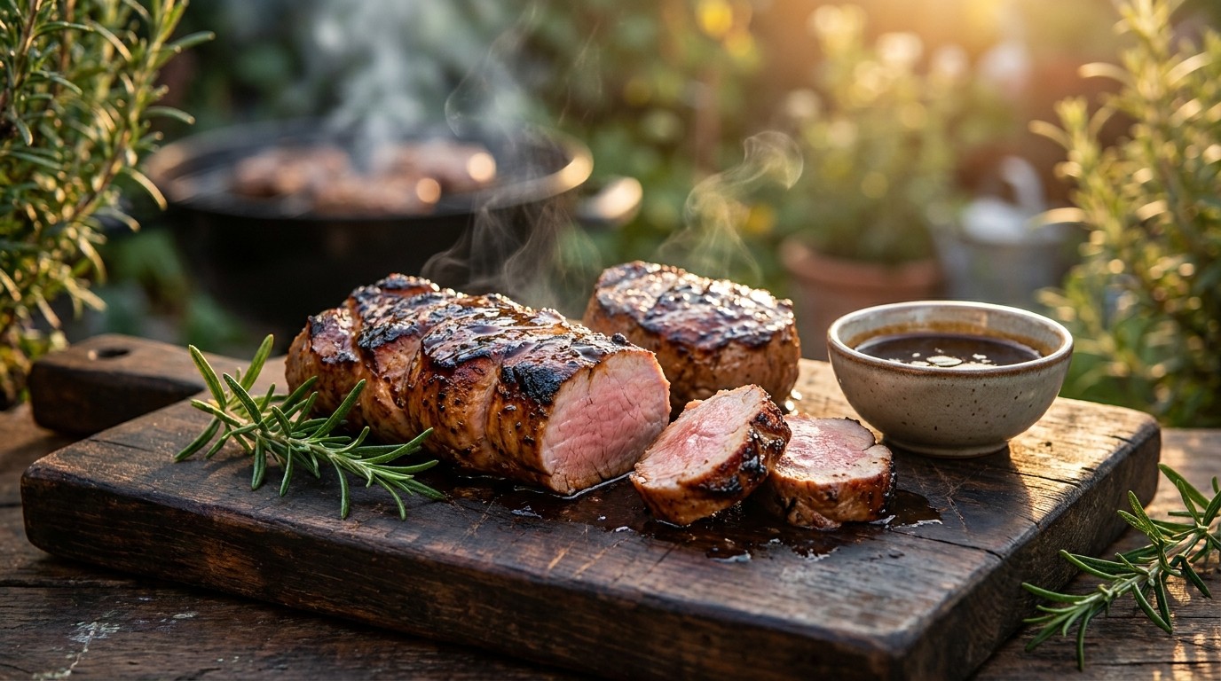 Grillezett sertésszűz-medália balzsamos-mézes mázzal