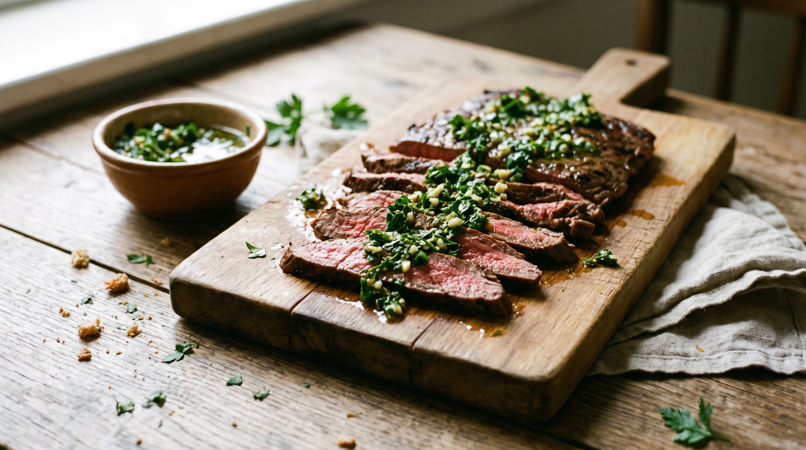 Grillezett flank steak friss chimichurri szósszal