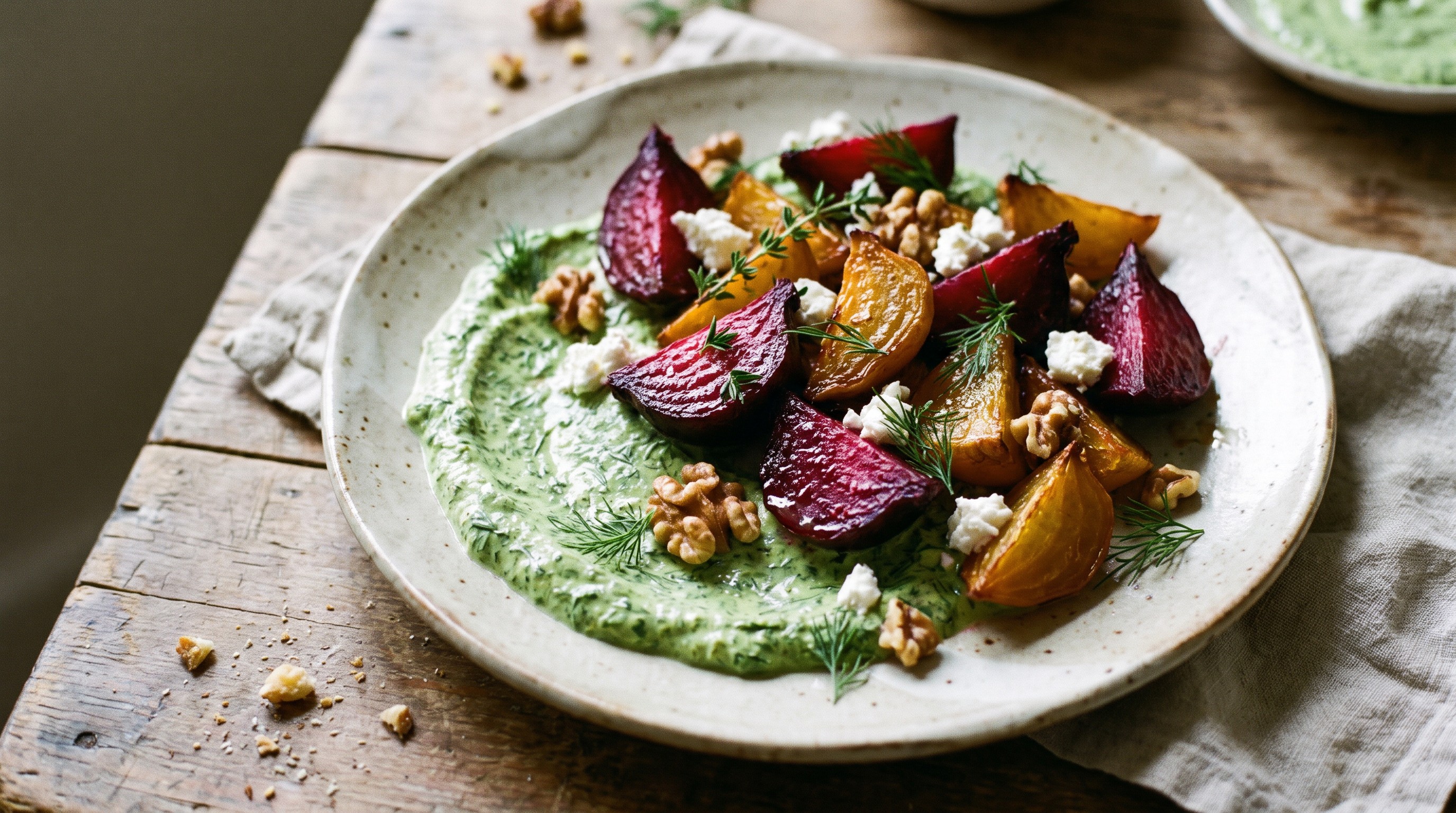 Parázson sült cékla friss green goddess öntettel