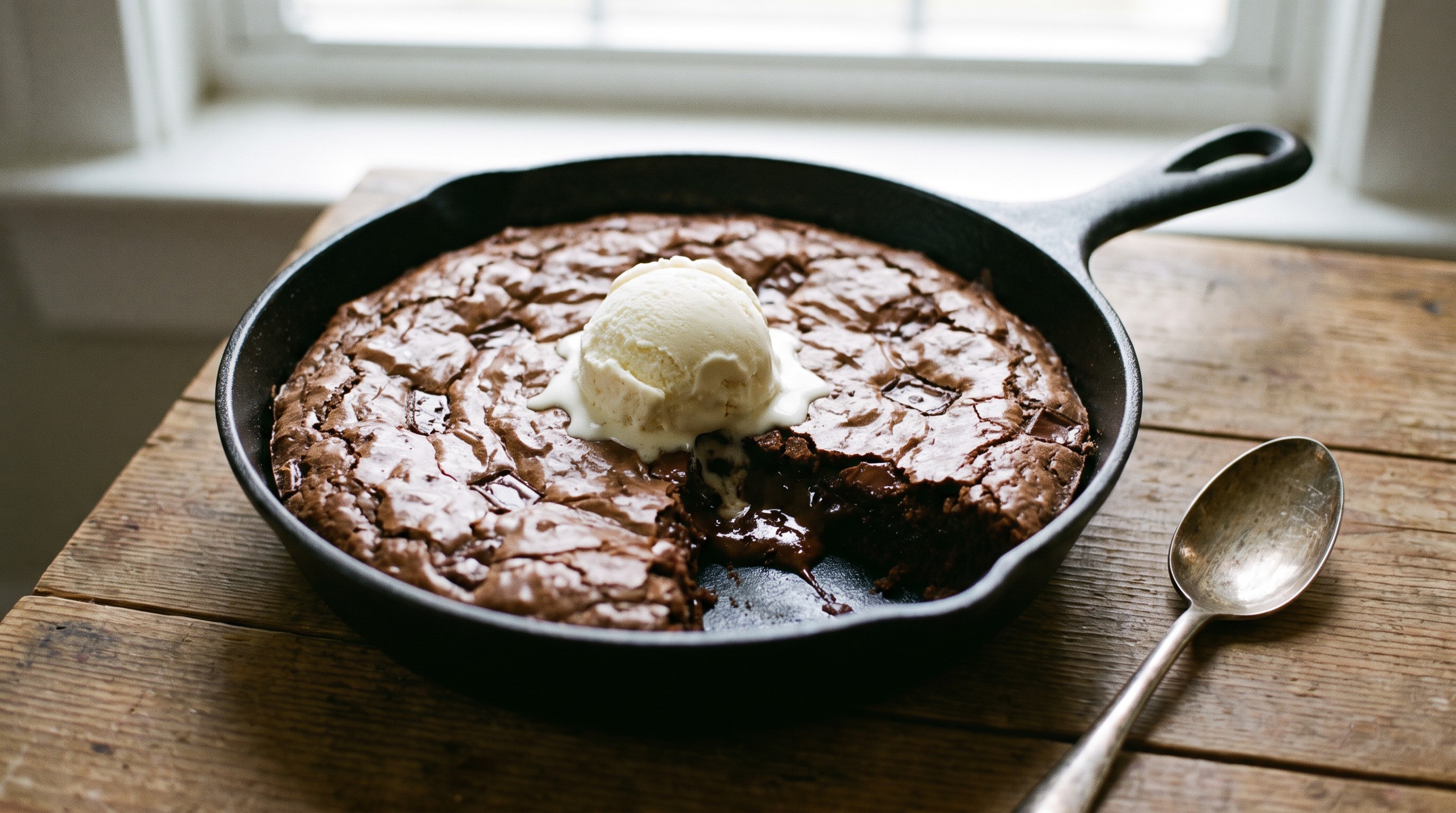 Grillen sült csokis brownie öntöttvas serpenyőben