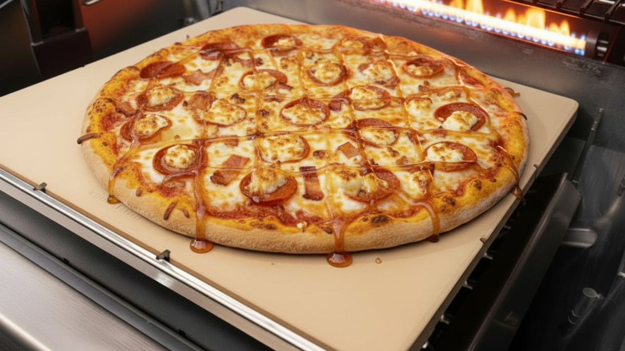 Hawaii grillpizza pepperonival, baconnel és cajun mézzel
