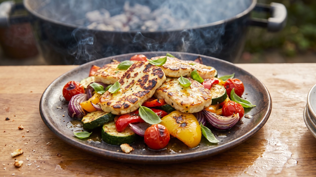 Grillezett halloumi nyári zöldségekkel