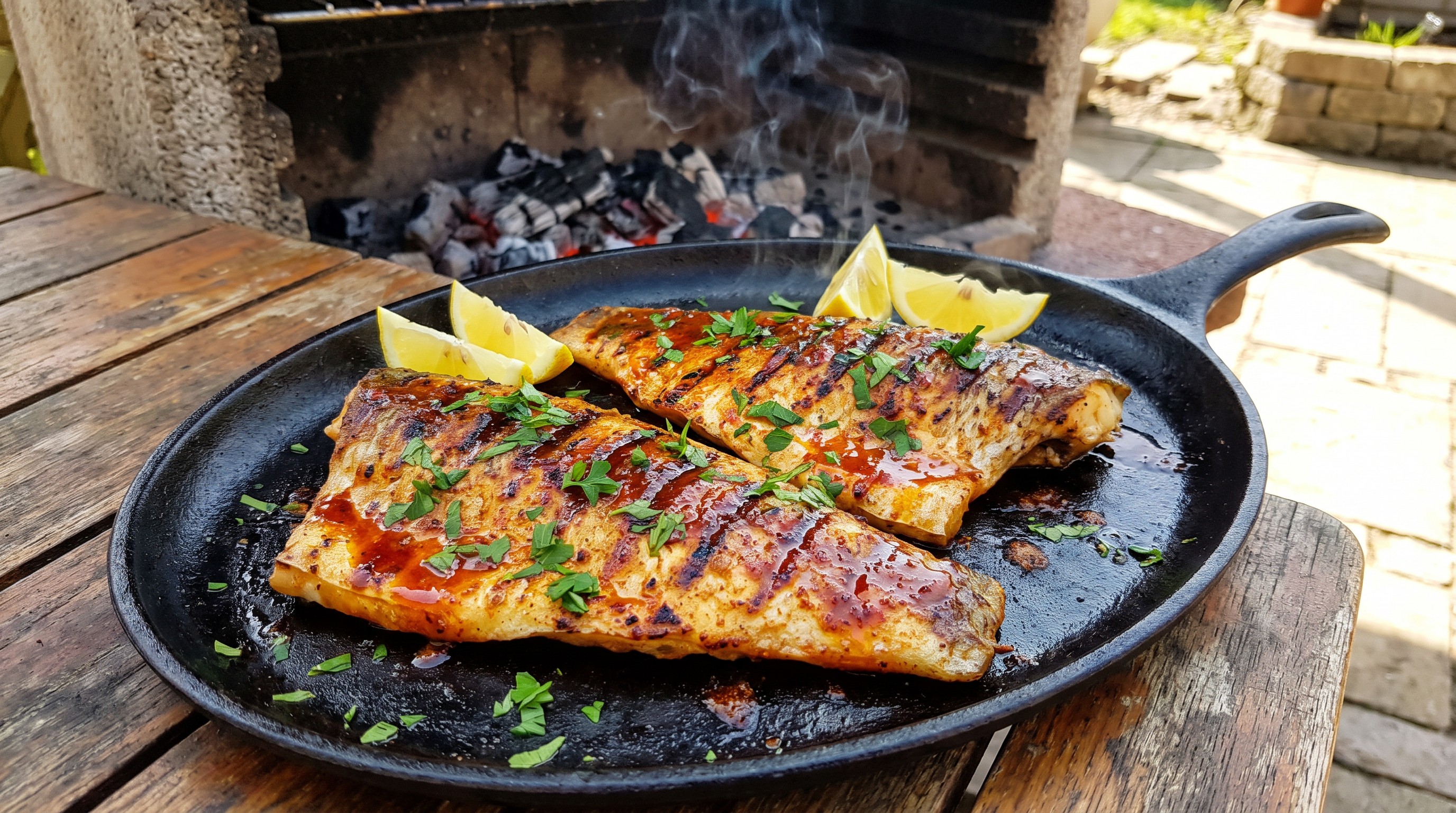 Grillezett pontyfilé fokhagymás-paprikás vajjal