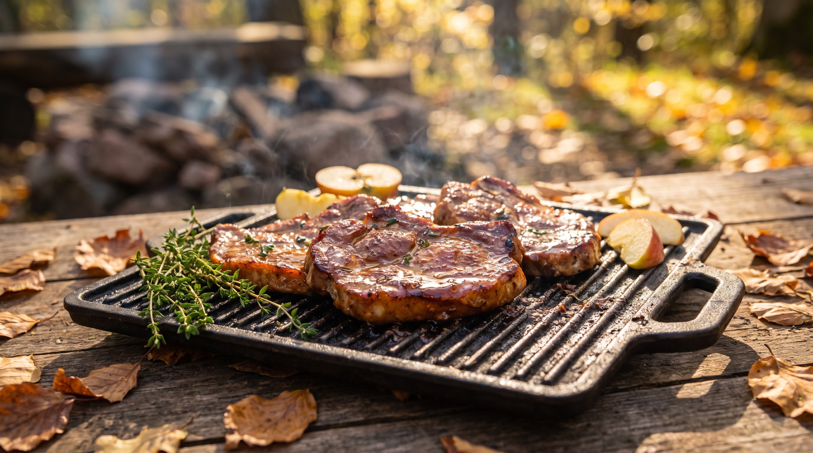 Almaboros grillezett sertéstarja steak