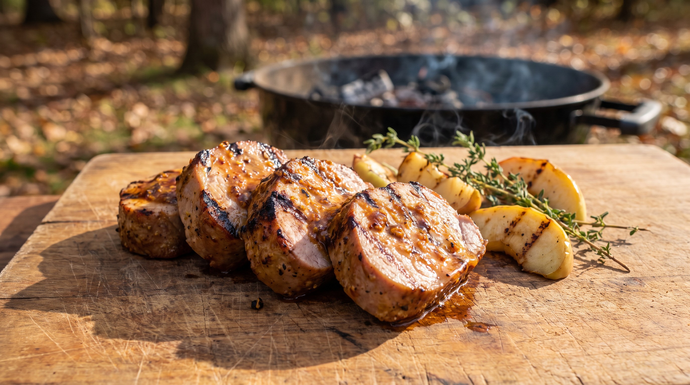 Grillezett sertésszűz érmék mustáros-mézes mázzal
