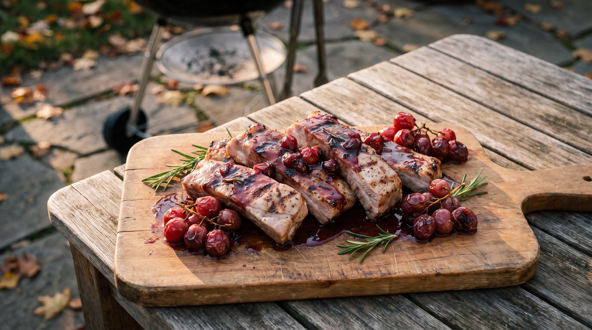 Tarjacsíkok a grillen szőlős-rozmaringos mázzal
