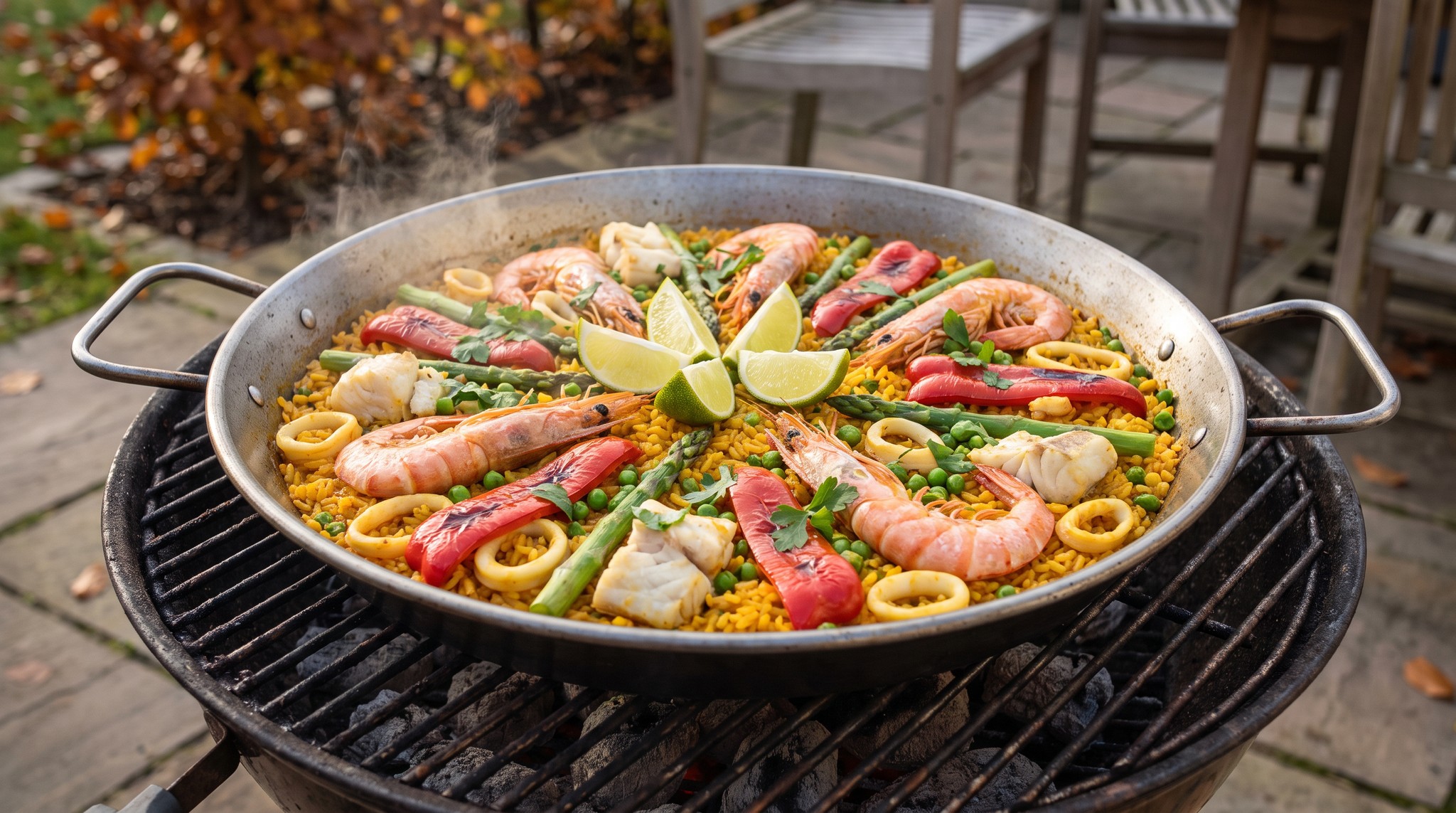 Tenger gyümölcsei paella a grillen