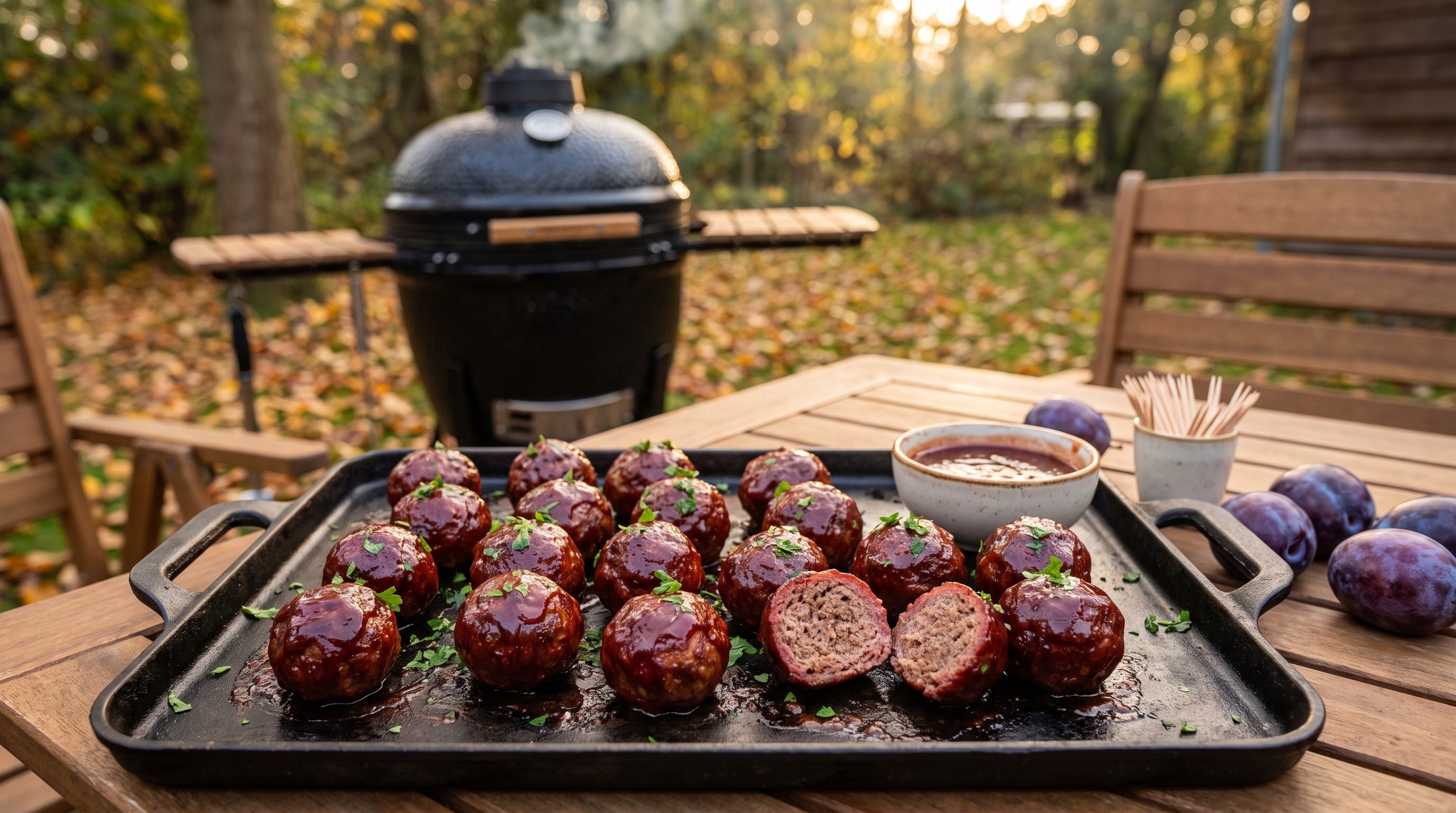 Füstölt húsgombóc szilvás BBQ mázzal