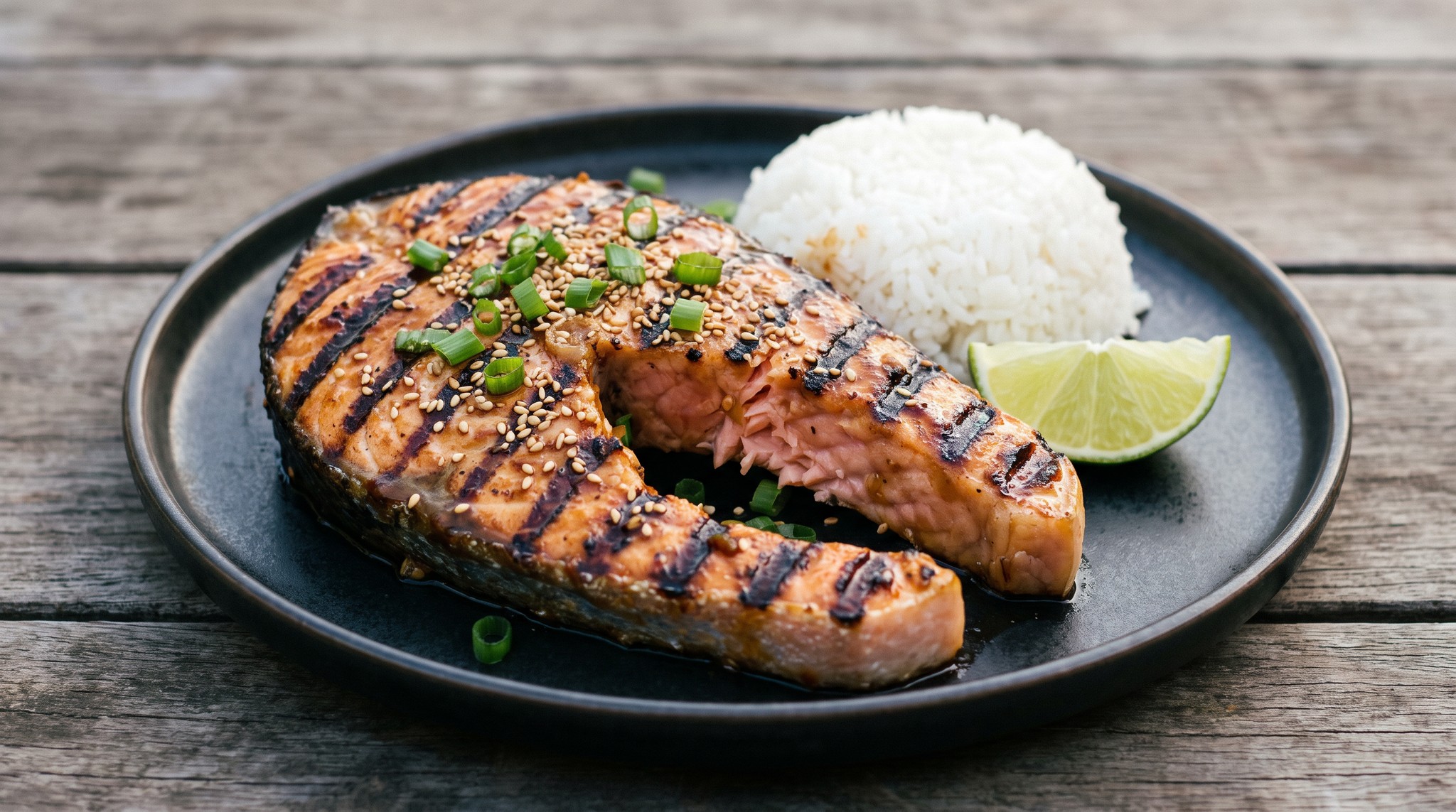 Grillezett lazacszeletek szezámos-szójás mázzal