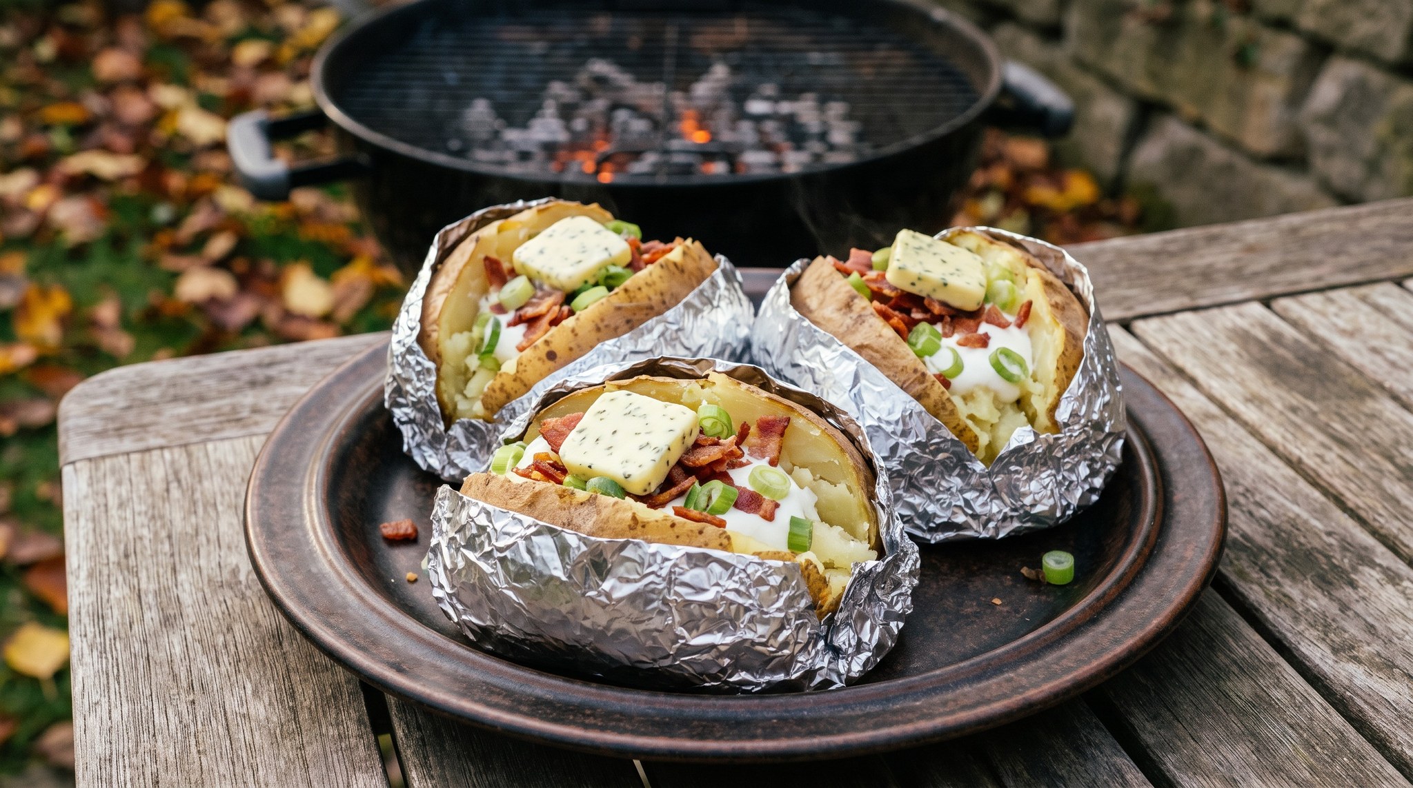 Fóliában sült burgonya cajun fűszervajjal a grillen