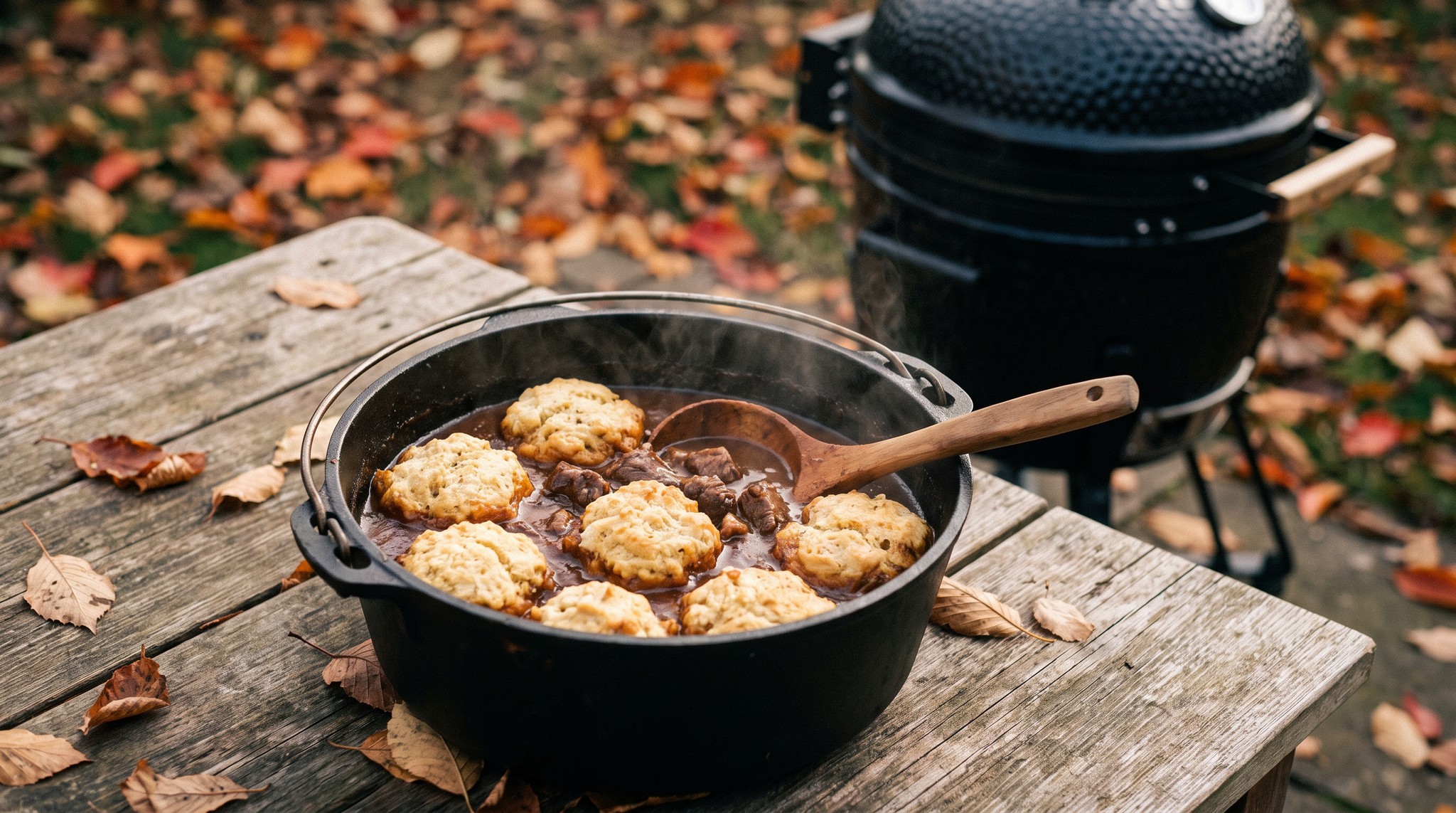 Sörös marharagu puha gombócokkal a grillen
