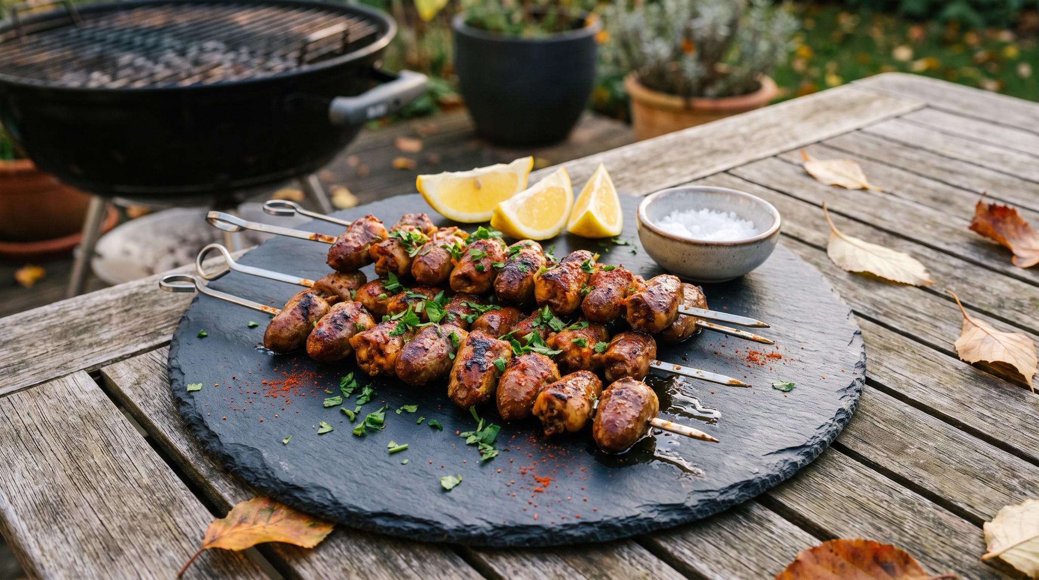 Grillezett csirkeszív nyárs fokhagymás páccal