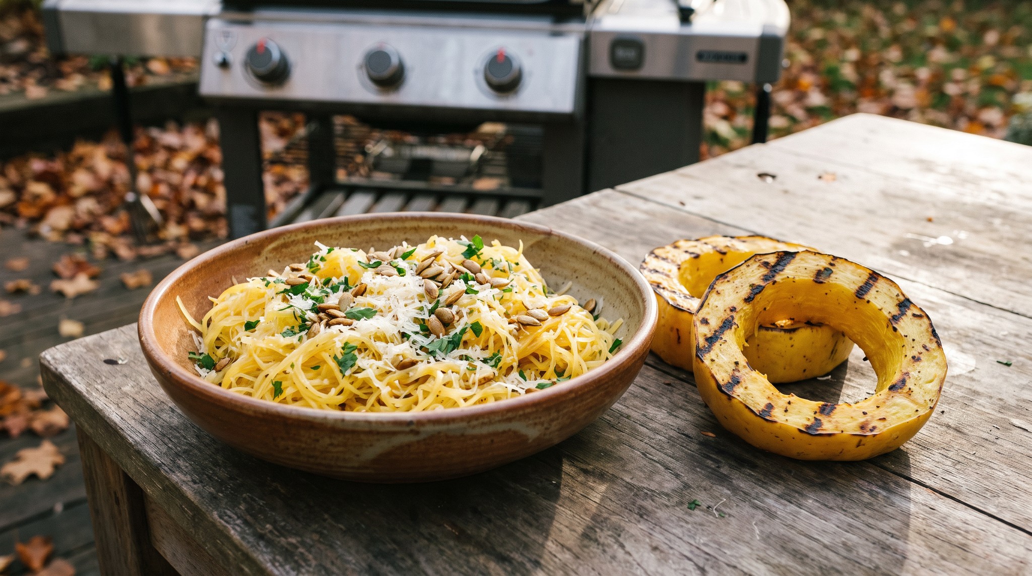 Grillezett spagettitök fokhagymás-parmezános vajjal