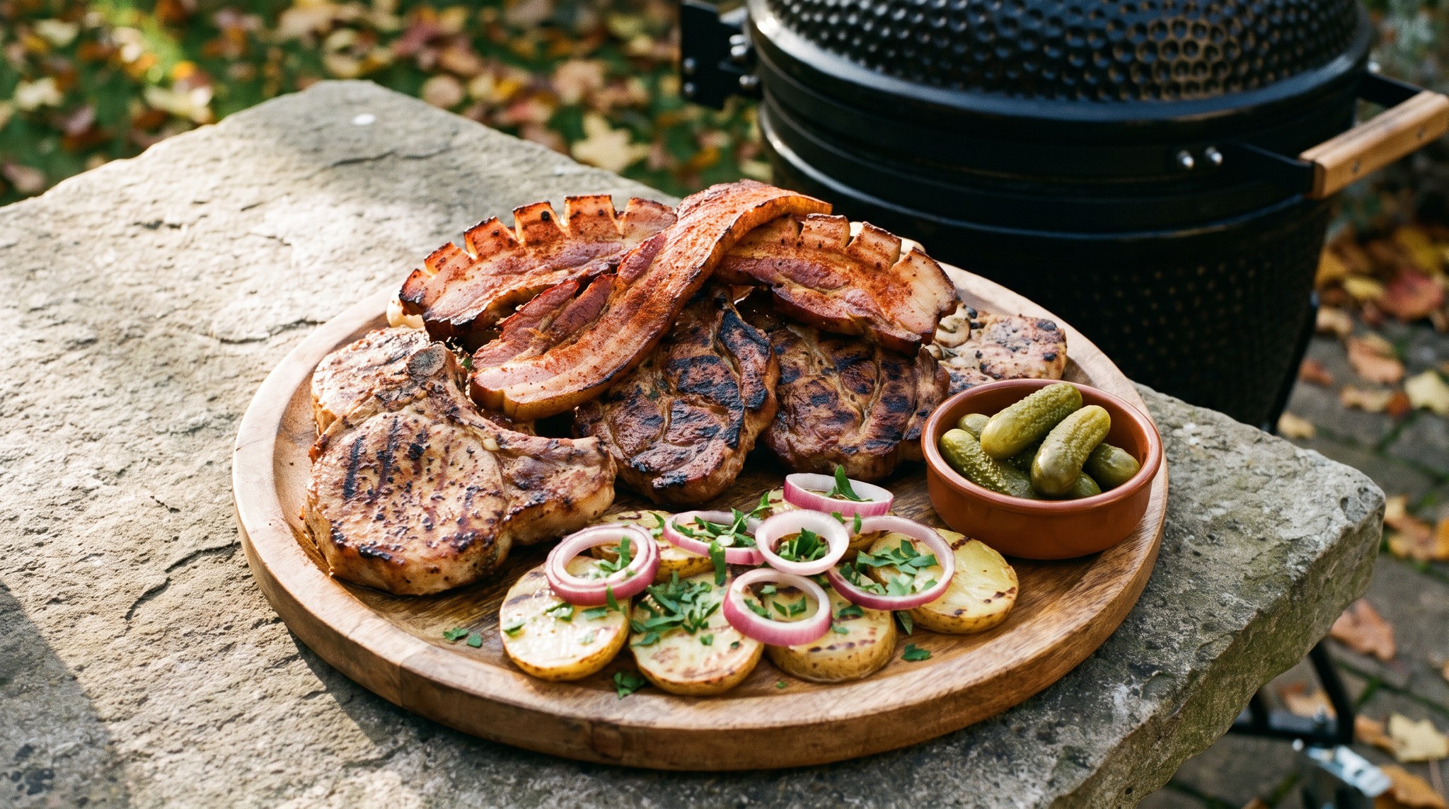 Fatányéros a grillen kakastaréjjal