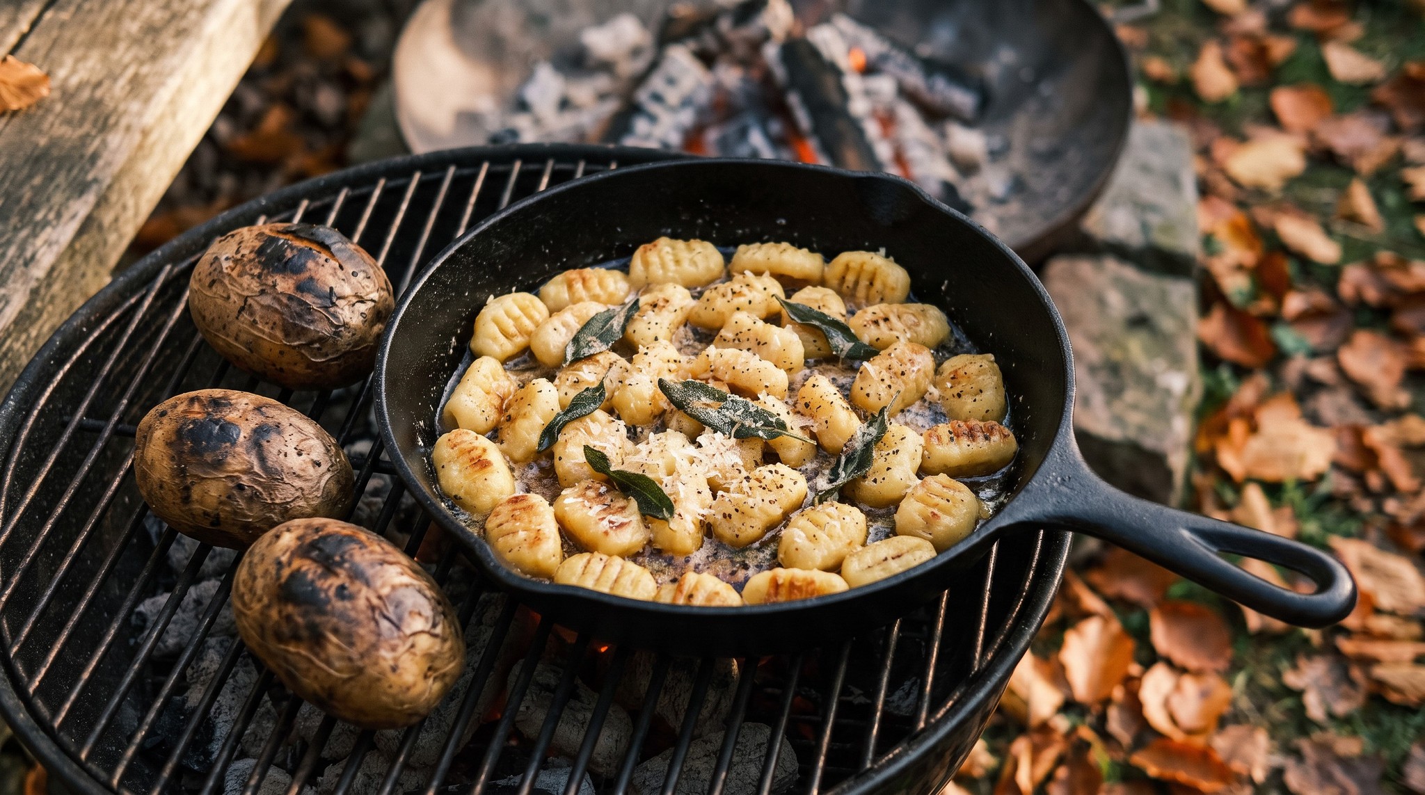 Burgonyás gnocchi a grillen zsályás barnított vajjal
