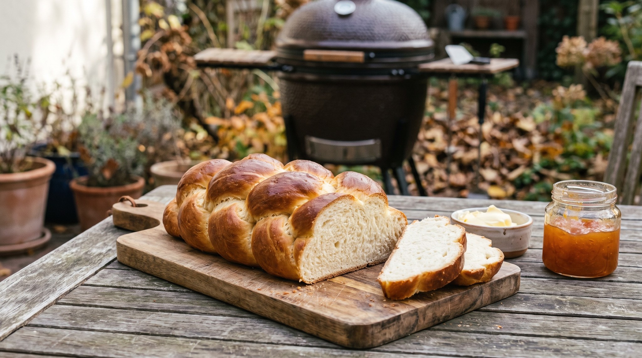 Fonott kalács a grillen