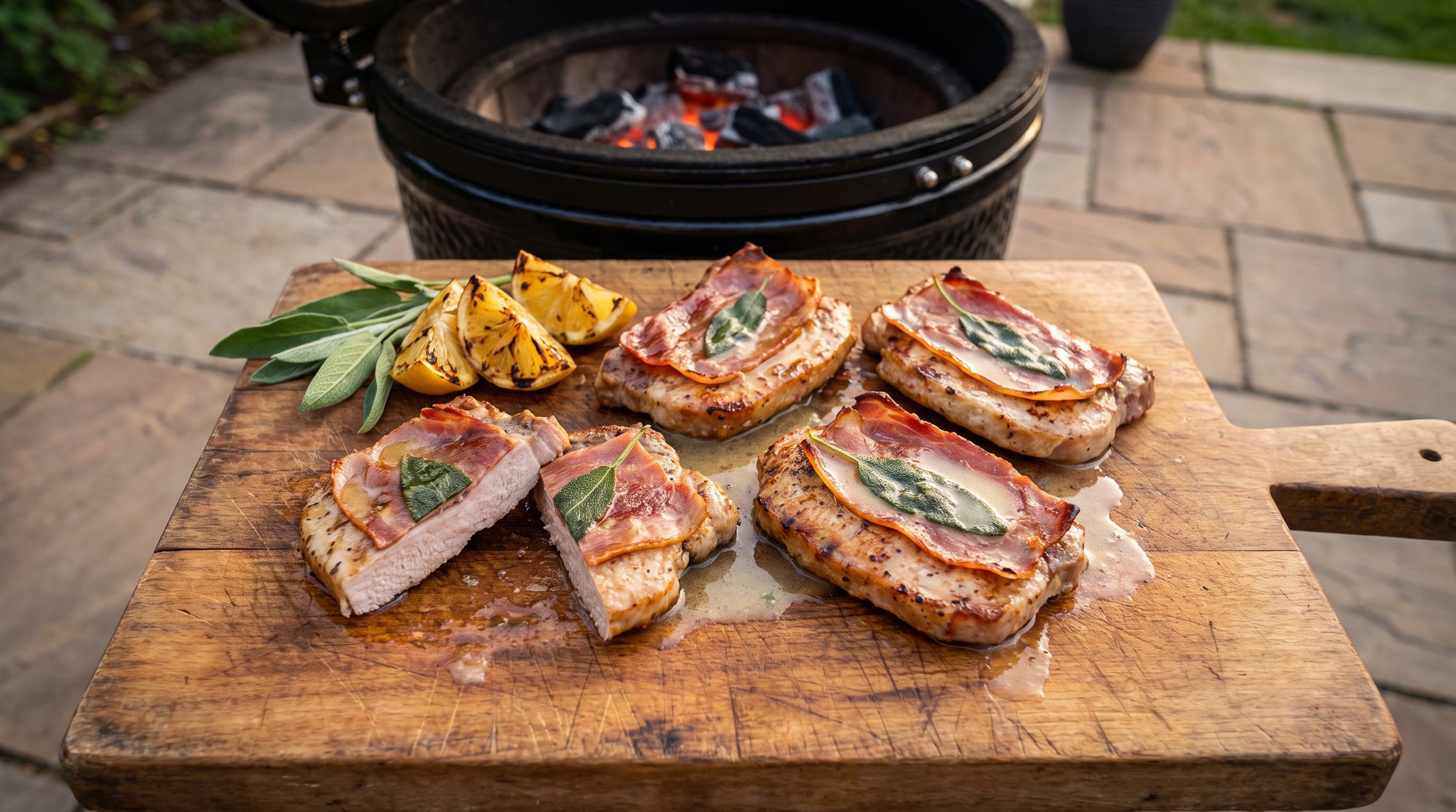 Sertés saltimbocca a grillen prosciuttóval és zsályával