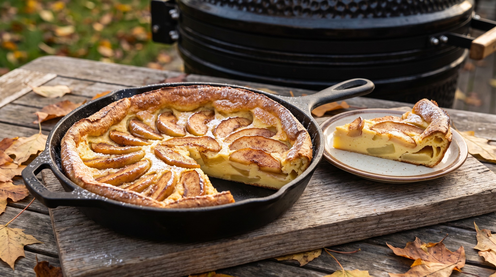 Fahéjas almás clafoutis a grillen