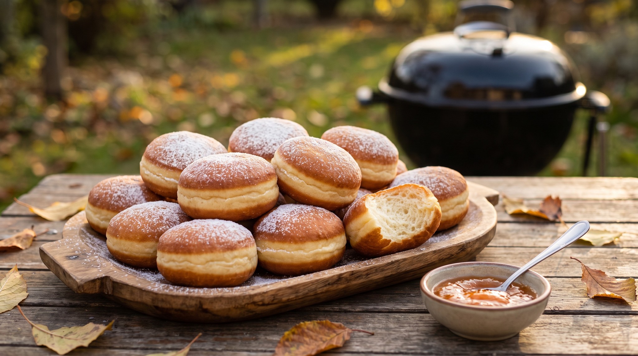 Lekváros szalagos fánk a grillen